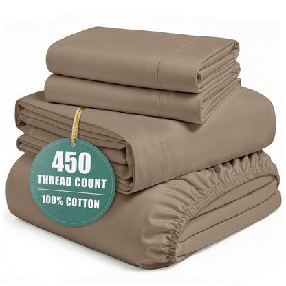 450 Thread Count Cotton Sheet Set cp-gallery: color=Taupe; size=Queen
