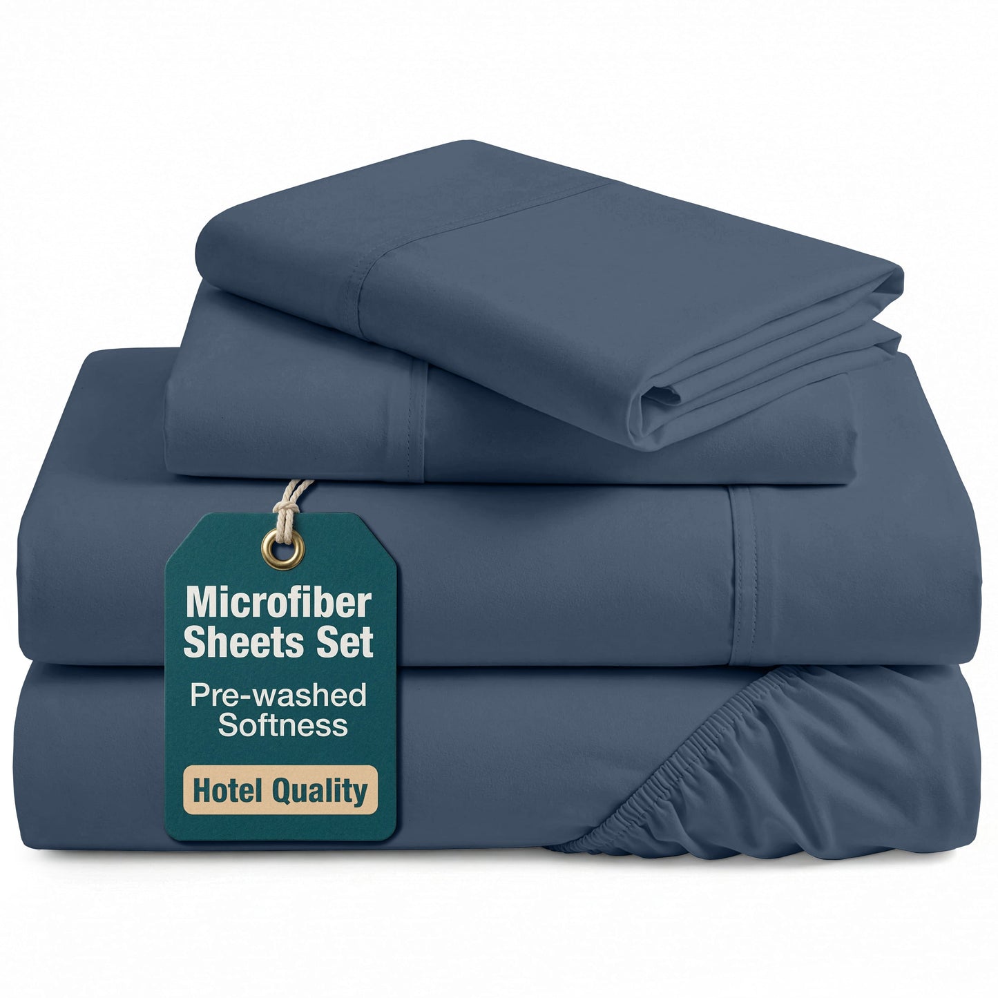 Washed Microfiber Sheet Set cp-gallery: color=Estate Blue; size=Queen