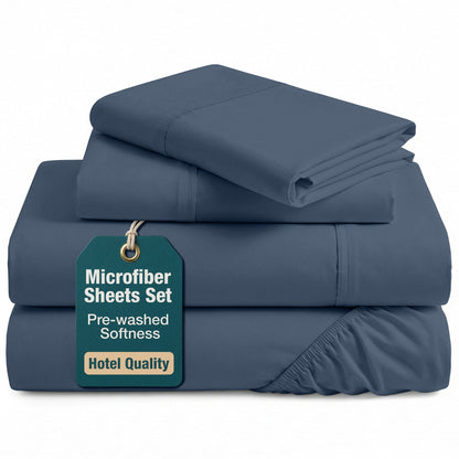 Washed Microfiber Sheet Set cp-gallery: color=Estate Blue; size=Queen