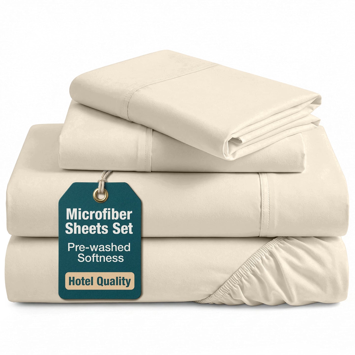 Washed Microfiber Sheet Set cp-gallery: color=Ivory; size=Queen
