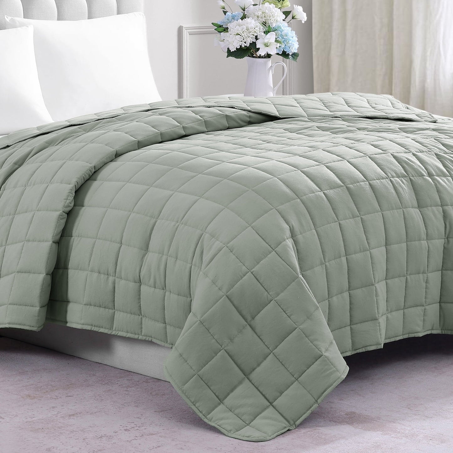 Quilted Bed Blanket cp-gallery: color=Mineral; size=Full