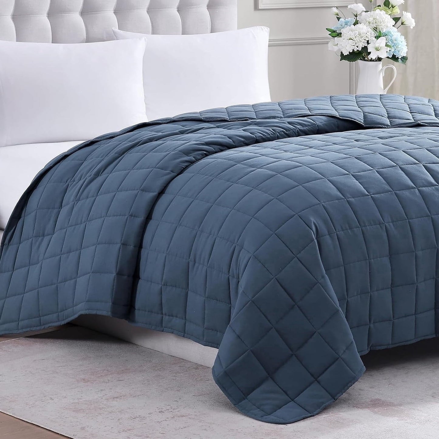 Quilted Bed Blanket cp-gallery: color=Estate Blue; size=Twin-XL
