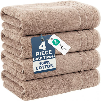 4-Piece Cotton Bath Towels Set cp-gallery: color=Towny Brown; size=4 Piece Set