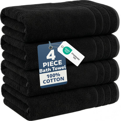 4-Piece Cotton Bath Towels Set cp-gallery: color=Black; size=4 Piece Set