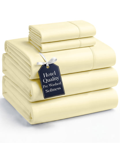 Washed Microfiber Sheet Set cp-gallery: color=Vanilla; size=Split King
