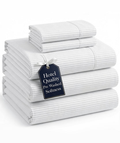 Washed Microfiber Sheet Set cp-gallery: color=Stripe Silver; size=Split King