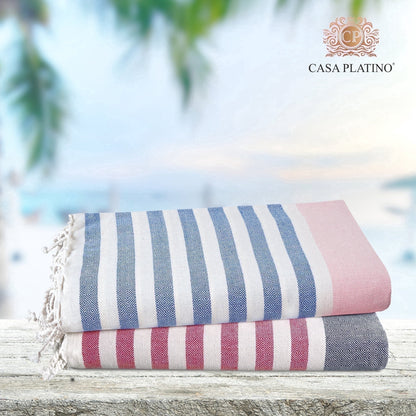 6-Piece Hammam Beach Towels Diamond Weave Set cp-gallery: color=Old Glory Pink; size=6 Piece Set