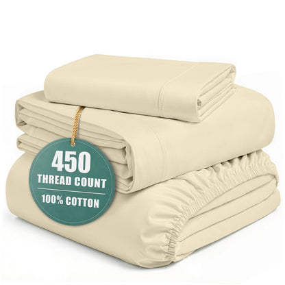 450 Thread Count Cotton Sheet Set cp-gallery: color=Linen; size=Twin
