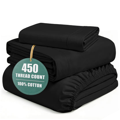 450 Thread Count Cotton Sheet Set cp-gallery: color=Black; size=Twin