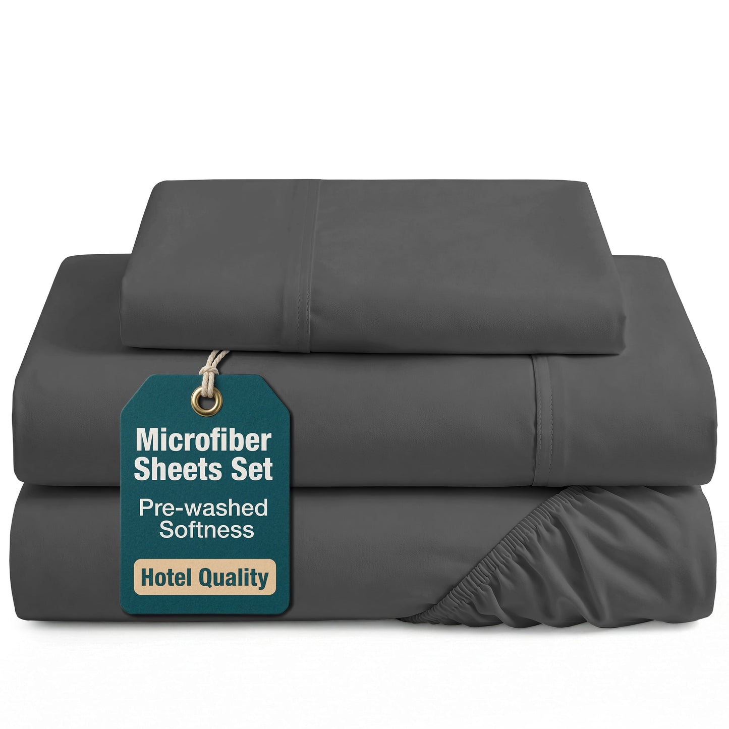 Washed Microfiber Sheet Set cp-gallery: color=Charcoal; size=Twin