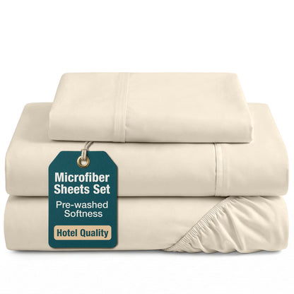 Washed Microfiber Sheet Set cp-gallery: color=Ivory; size=Twin