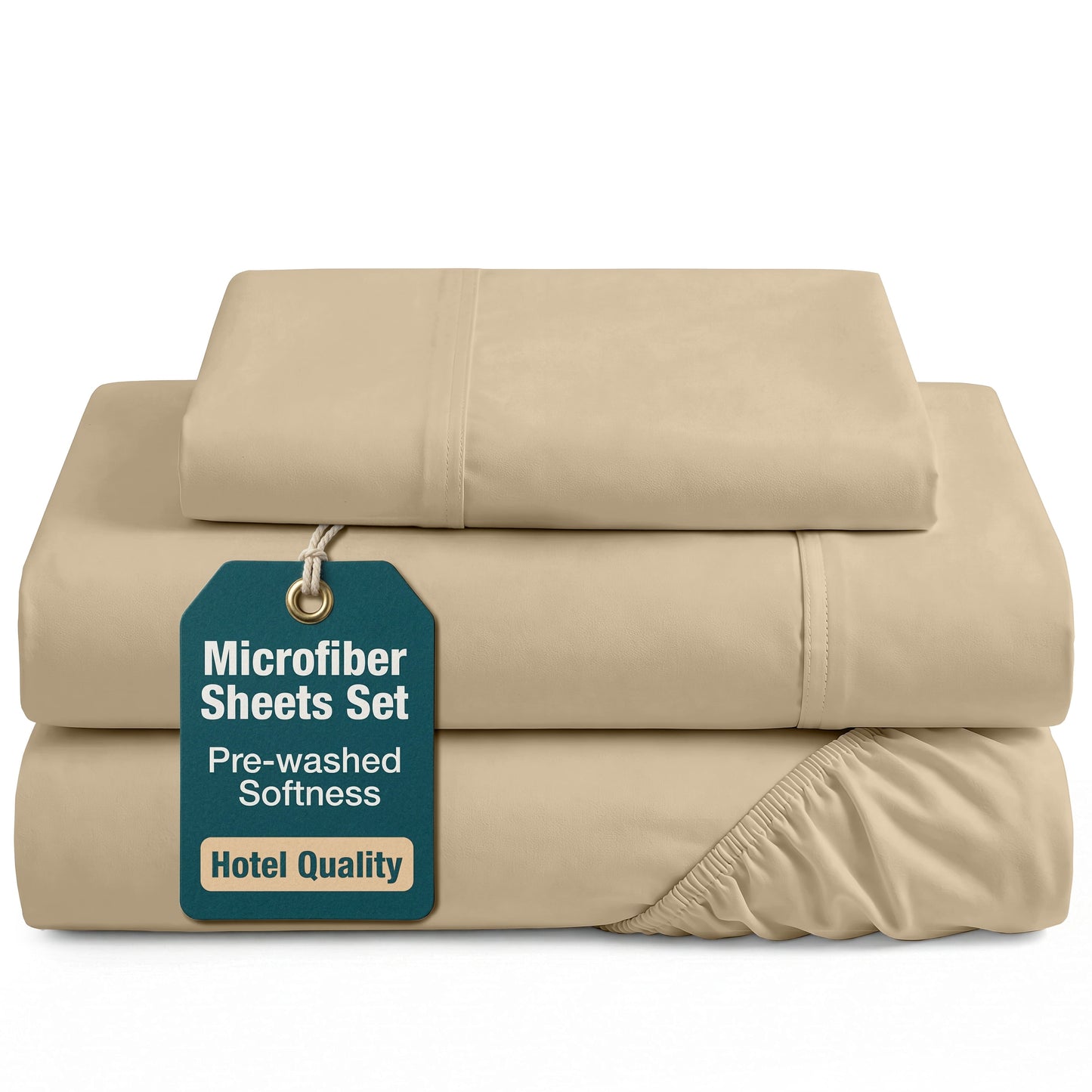 Washed Microfiber Sheet Set cp-gallery: color=Linen; size=Twin