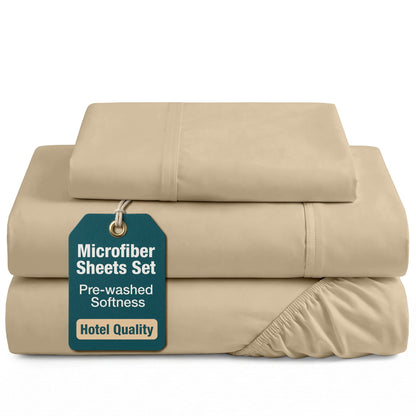 Washed Microfiber Sheet Set cp-gallery: color=Linen; size=Twin