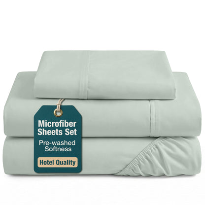 Washed Microfiber Sheet Set cp-gallery: color=Mineral; size=Twin