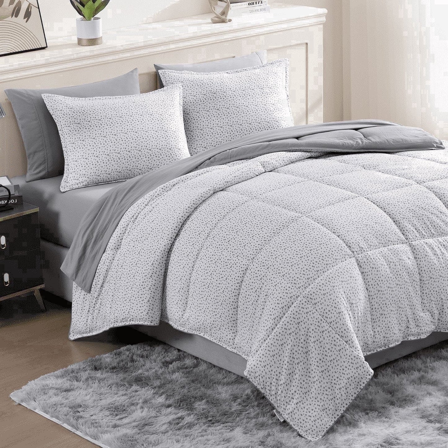 Bed in a Bag cp-gallery: color=White Base Grey Dot; size=Twin