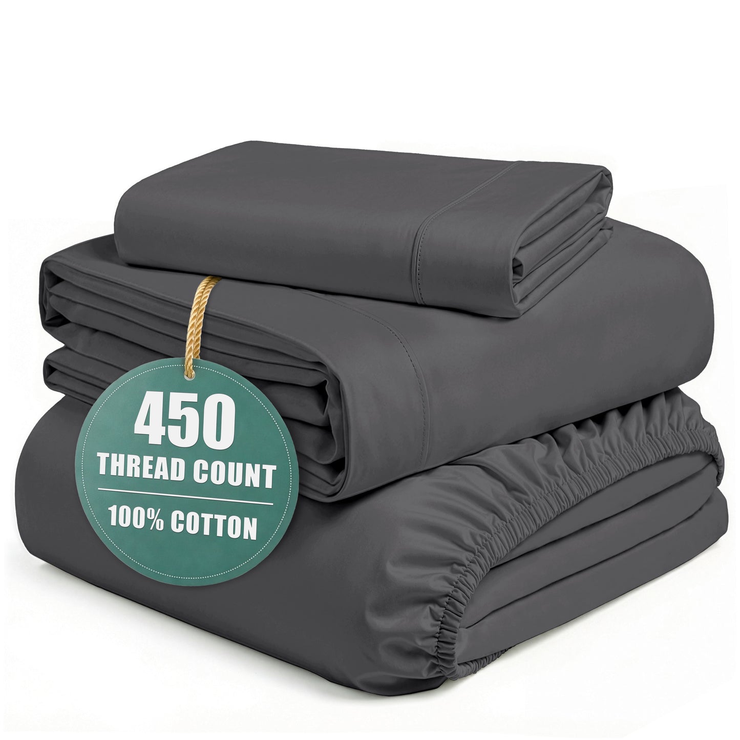 450 Thread Count Cotton Sheet Set cp-gallery: color=Charcoal; size=Twin-XL