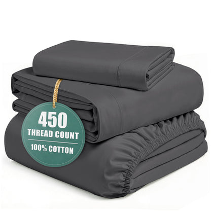 450 Thread Count Cotton Sheet Set cp-gallery: color=Charcoal; size=Twin-XL