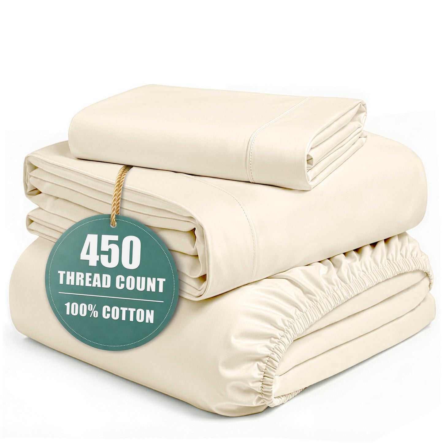 450 Thread Count Cotton Sheet Set cp-gallery: color=Ivory; size=Twin-XL