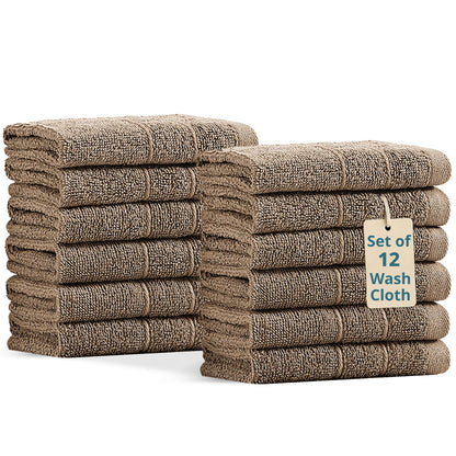 12-Piece Cotton Washcloths Set cp-gallery: color=Taupe; size=12 Piece Set