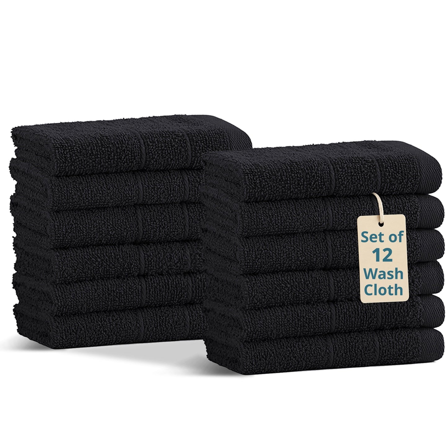 12-Piece Cotton Washcloths Set cp-gallery: color=Black; size=12 Piece Set