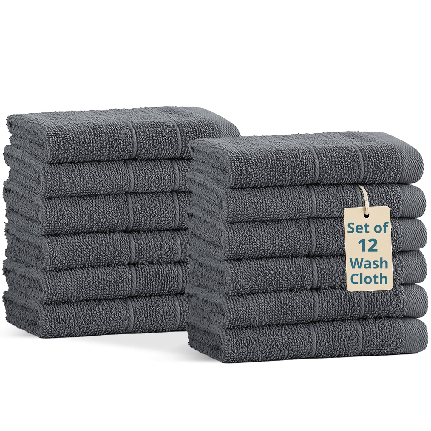 12-Piece Cotton Washcloths Set cp-gallery: color=Cool Grey; size=12 Piece Set