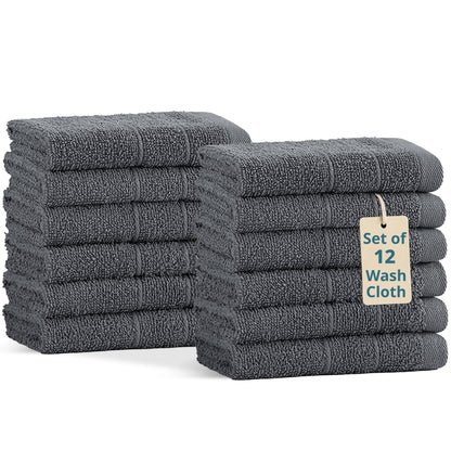 12-Piece Cotton Washcloths Set cp-gallery: color=Cool Grey; size=12 Piece Set