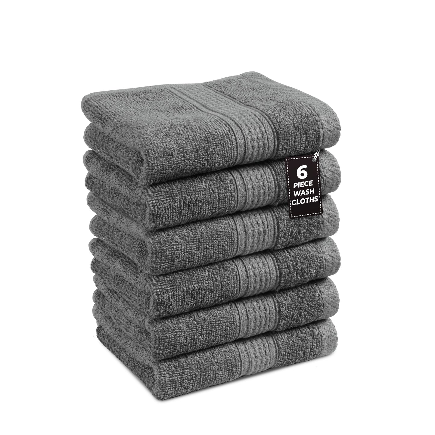 6-Piece Cotton Washcloths Set cp-gallery: color=Grey; size=6 Piece Set