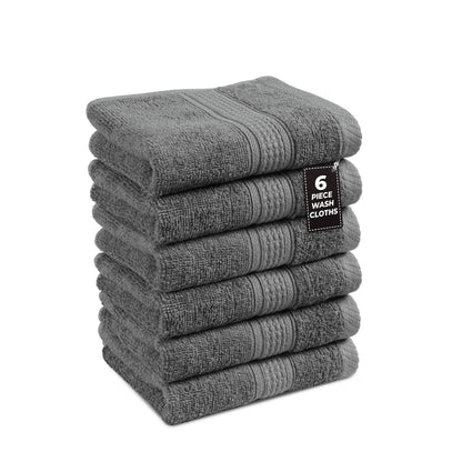 6-Piece Cotton Washcloths Set cp-gallery: color=Grey; size=6 Piece Set