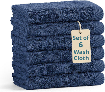 6-Piece Cotton Washcloths Set cp-gallery: color=Navy; size=6 Piece Set