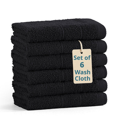 6-Piece Cotton Washcloths Set cp-gallery: color=Black; size=6 Piece Set