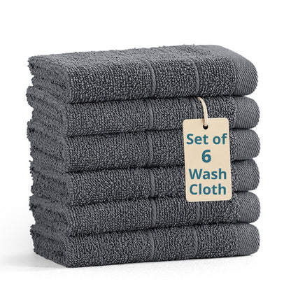 6-Piece Cotton Washcloths Set cp-gallery: color=Cool Grey; size=6 Piece Set