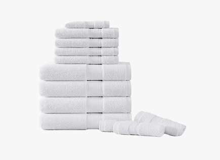 12 Piece 100% Cotton Towel Set