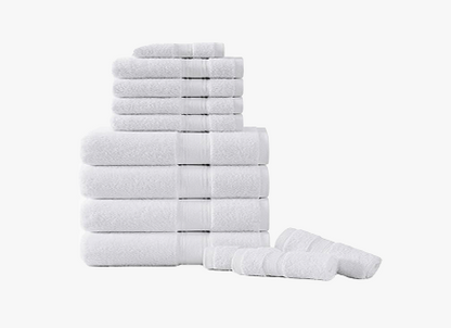 12 Piece 100% Cotton Towel Set