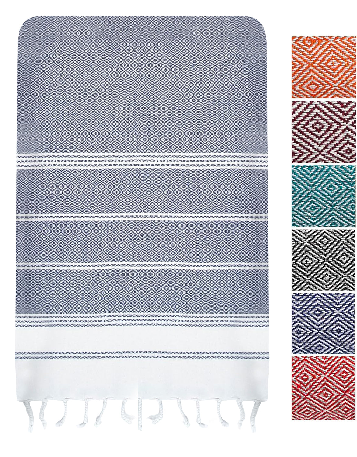 1 PIECE TURKISH BEACH TOWEL-NAVY-BLAZER