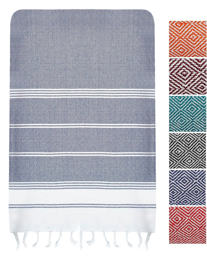 1 PIECE TURKISH BEACH TOWEL-NAVY-BLAZER
