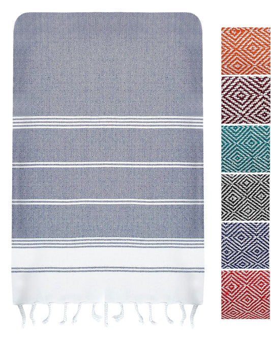1 PIECE TURKISH BEACH TOWEL-NAVY-BLAZER