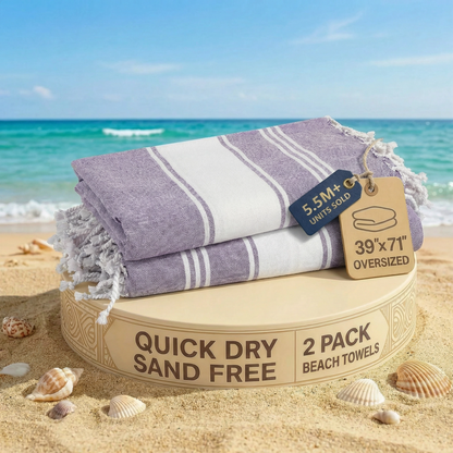 2 PIECE TURKISH BEACH TOWEL SET-DAY-BREAK