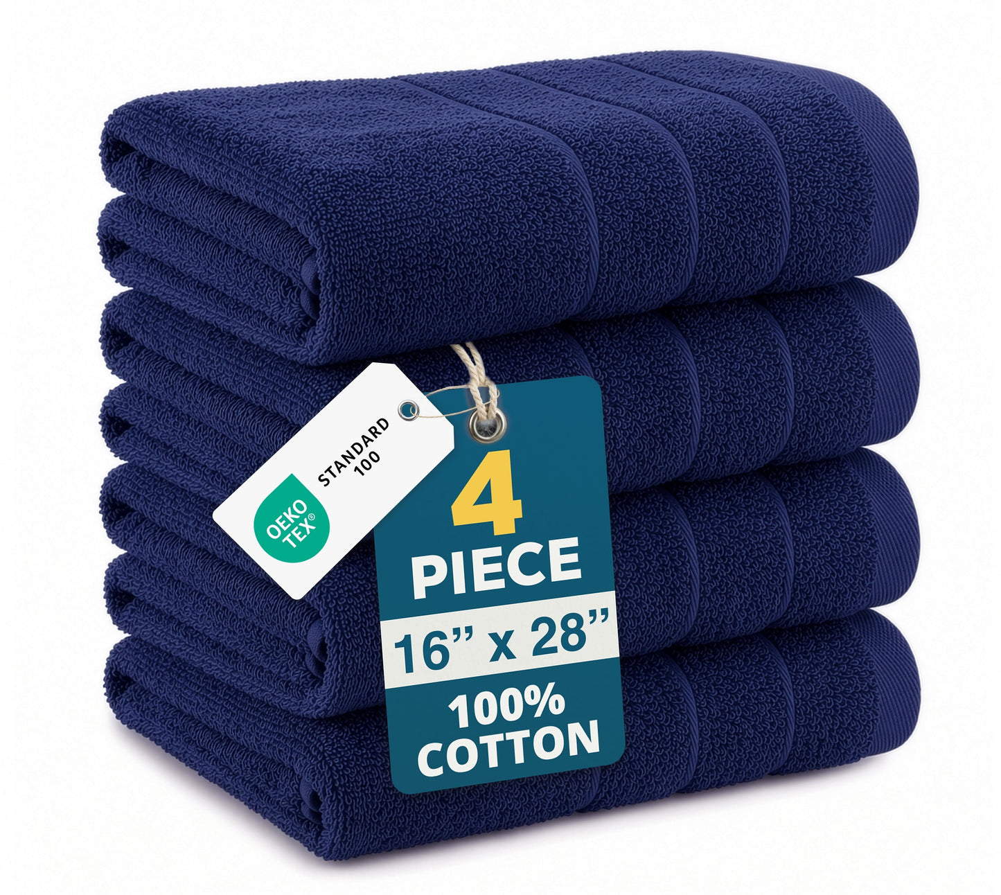 4-Piece Cotton Hand Towels Set cp-gallery: color=Navy; size=4 Piece Set