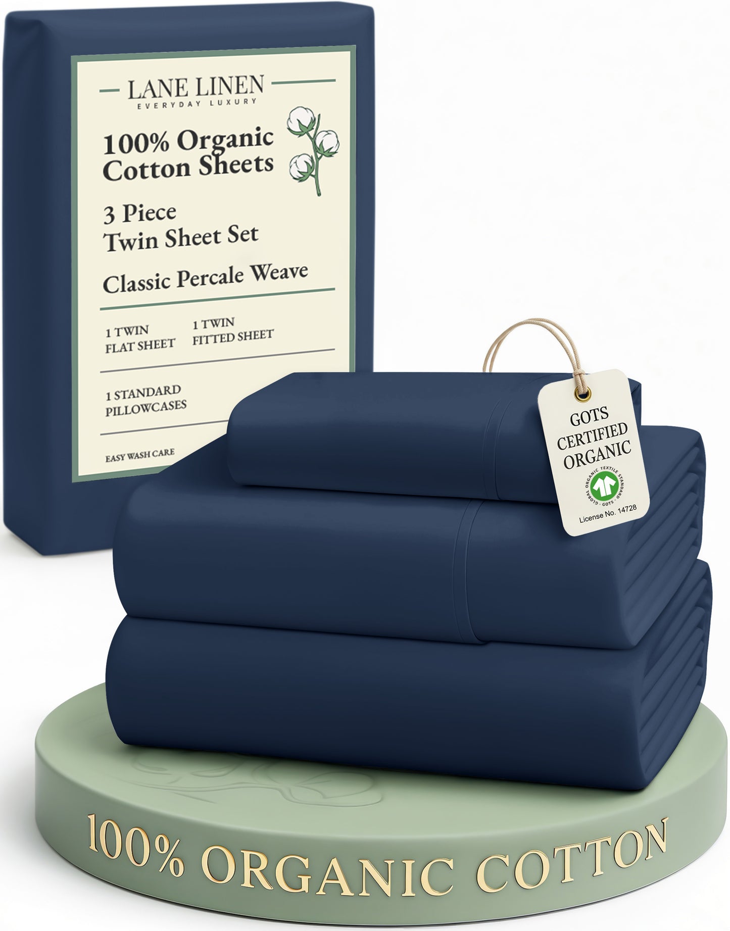 100% Organic Cotton-Navy