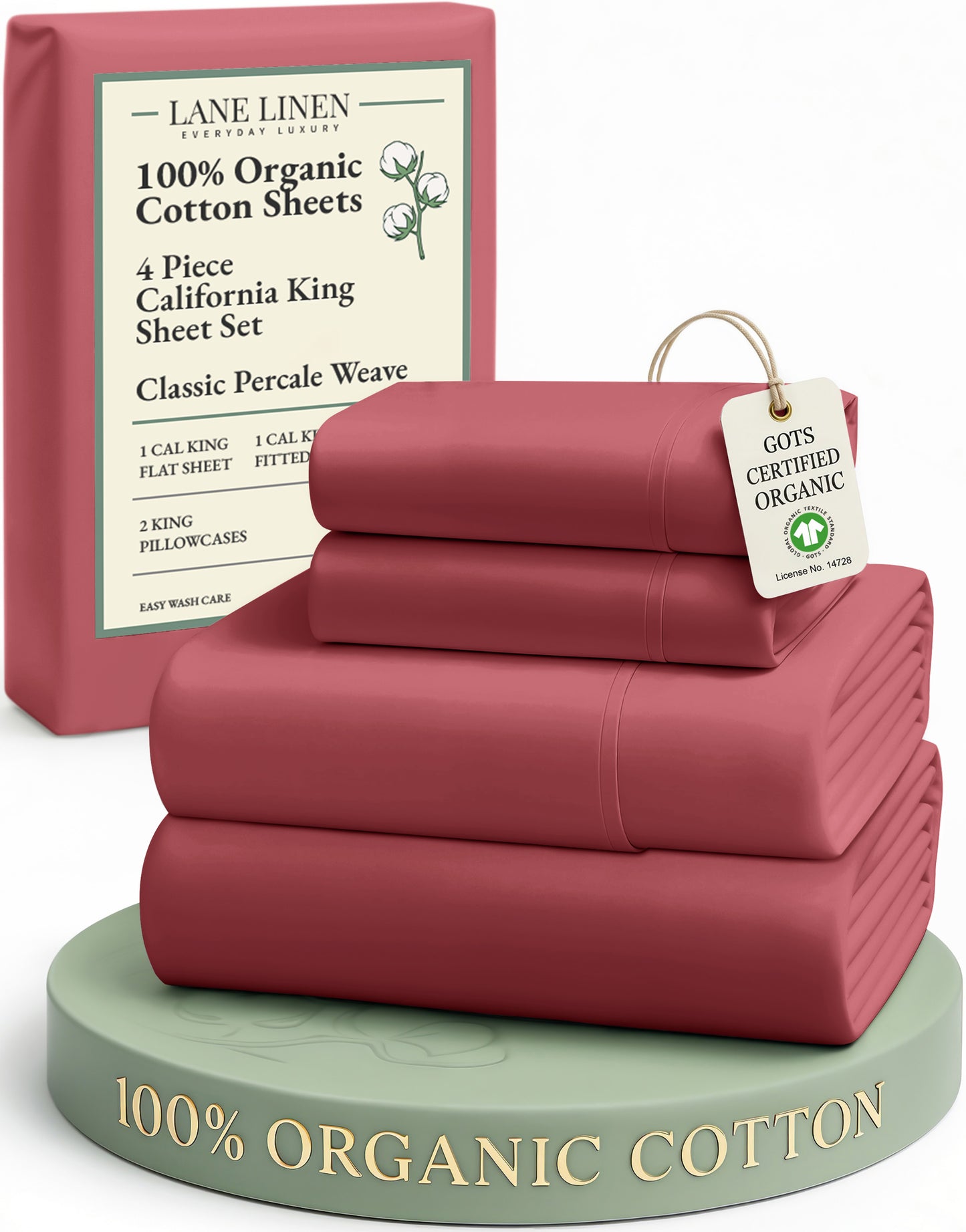 100% Organic Cotton-Mineral-Red
