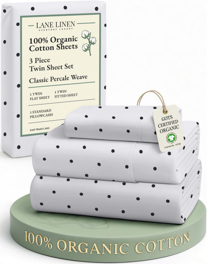 100% Organic Cotton-Polka-Dot-Black