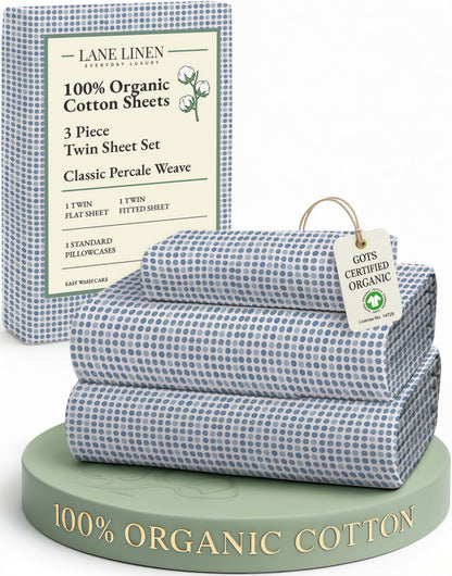 100% Organic Cotton-Polka-Dot-Blue