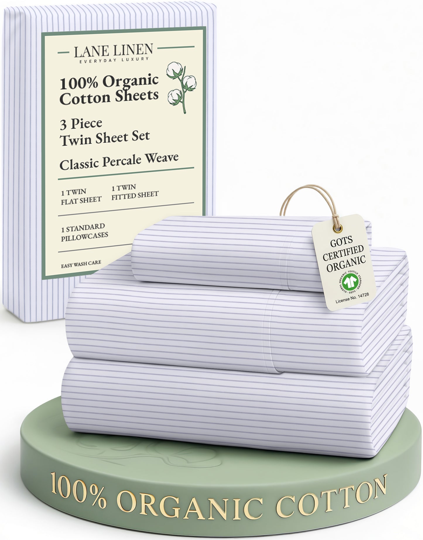 100% Organic Cotton-Ticking-Stripe