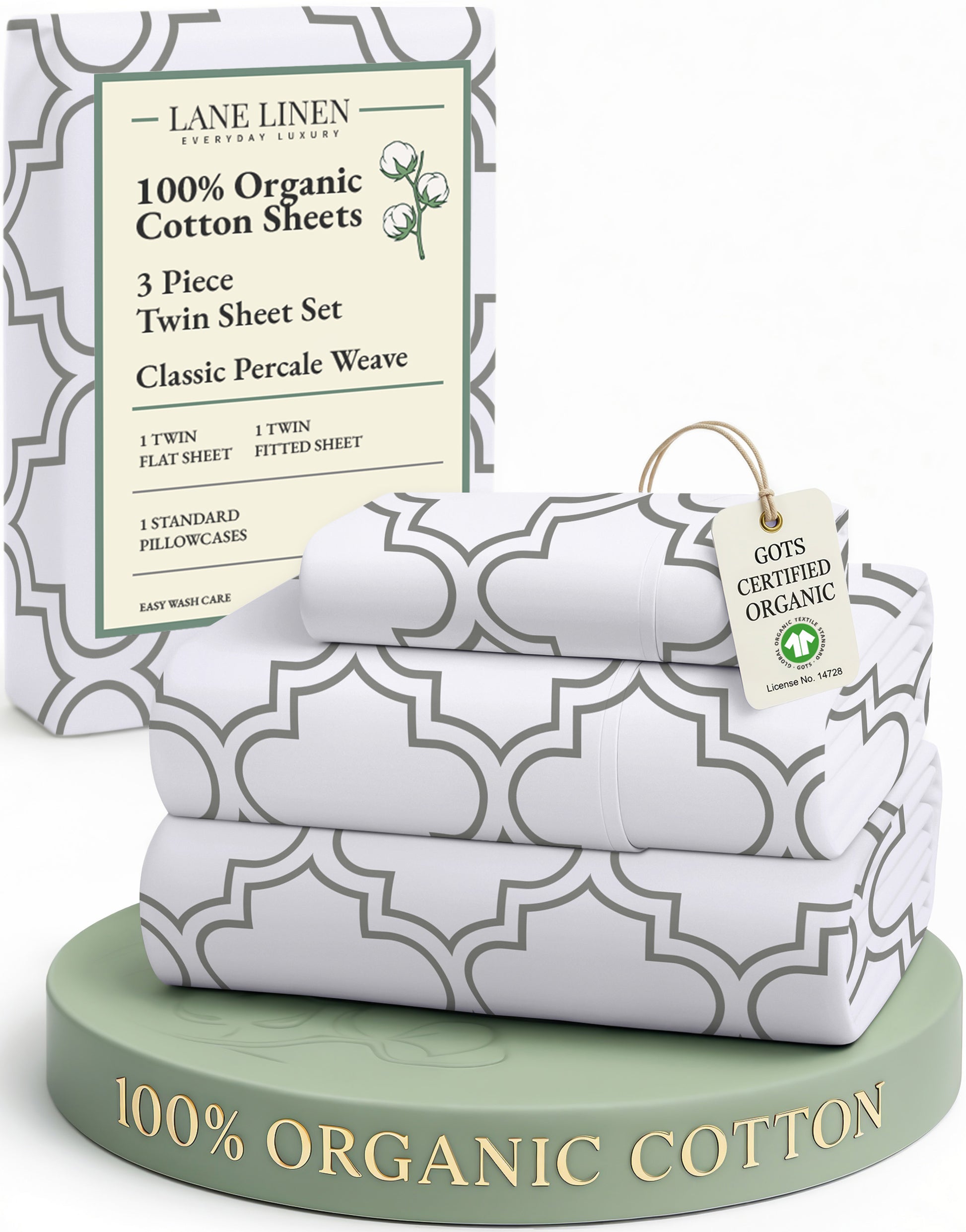 100% Organic Cotton-Trellis-Silver