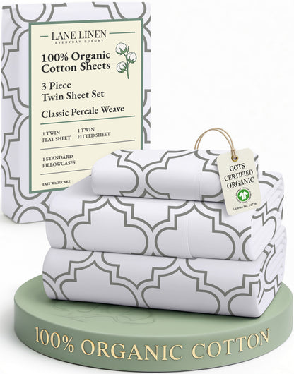 100% Organic Cotton-Trellis-Silver