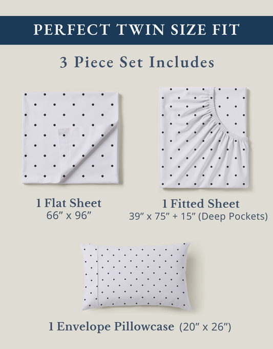100% Organic Cotton-Polka-Dot-Black