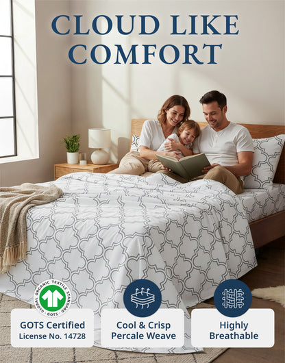 100% Organic Cotton-Trellis-Silver