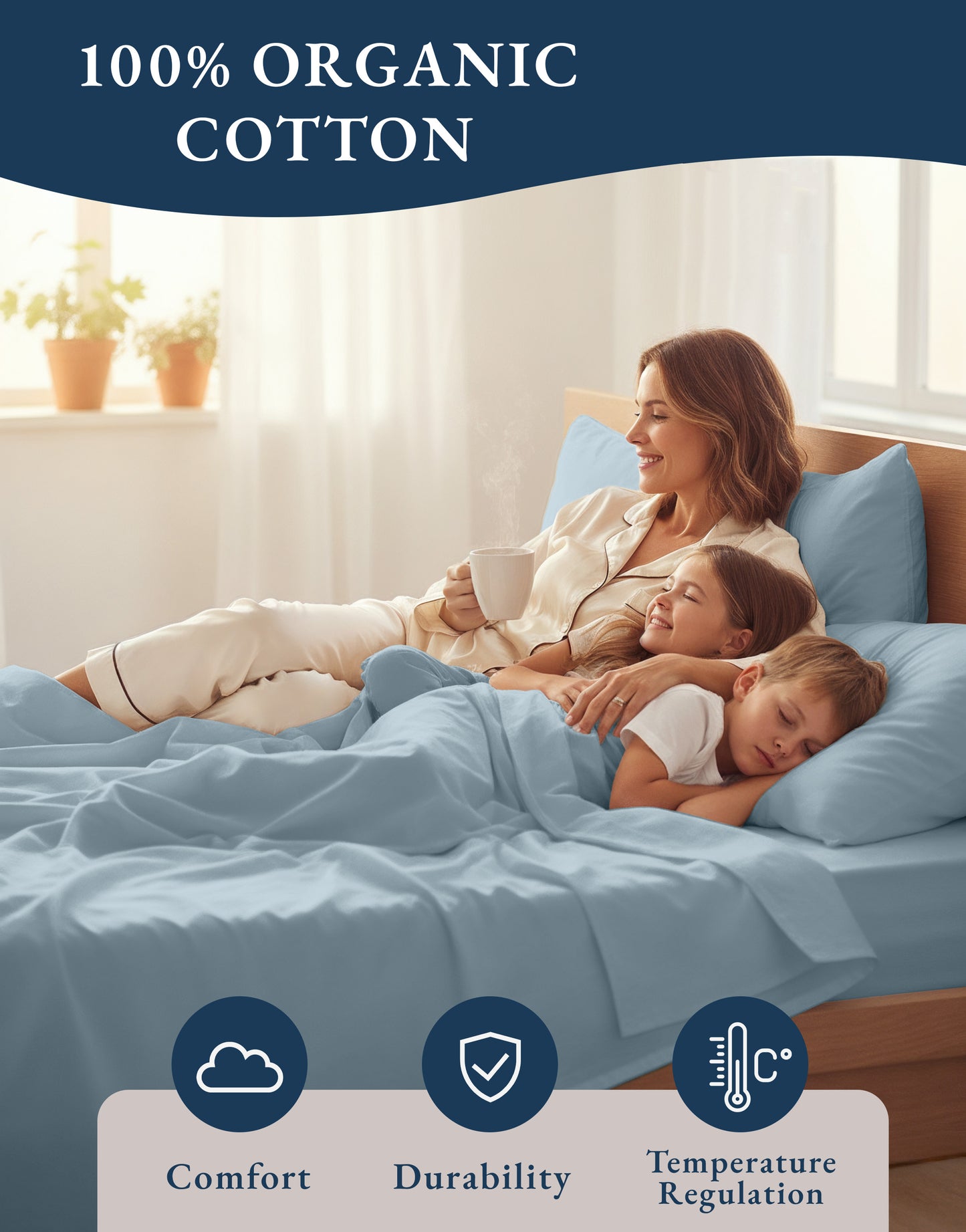 100% Organic Cotton-French-Blue