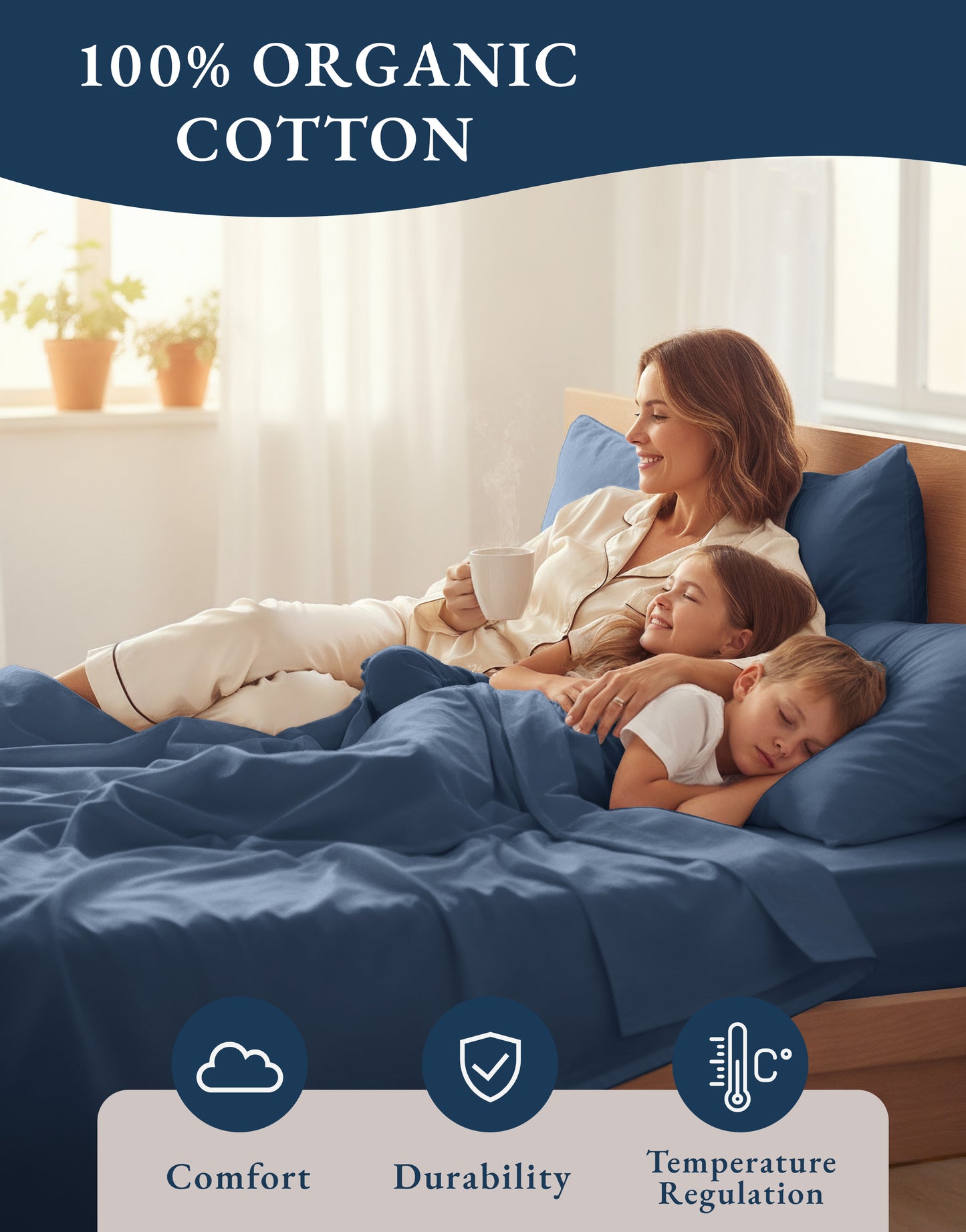 100% Organic Cotton-Estate-Blue