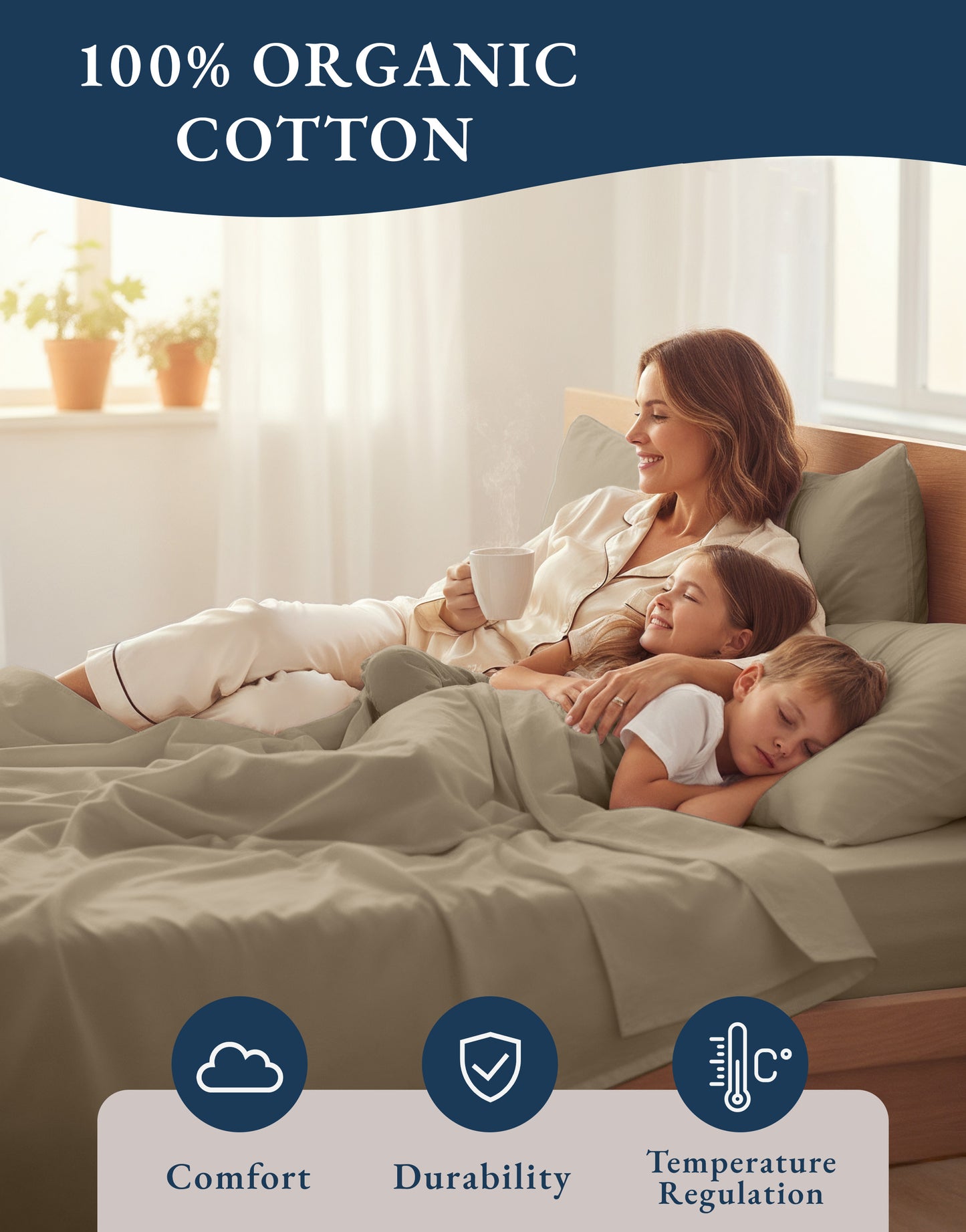100% Organic Cotton-Taupe